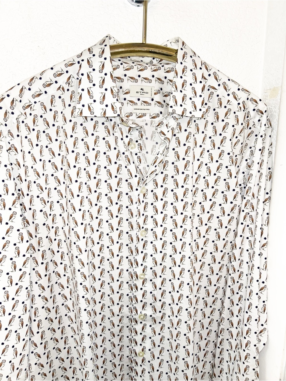 ETRO The Barn Owl Comfortetro Stretch Cotton Button Up Men’s Shirt SZ: 44 - Picture 2 of 16